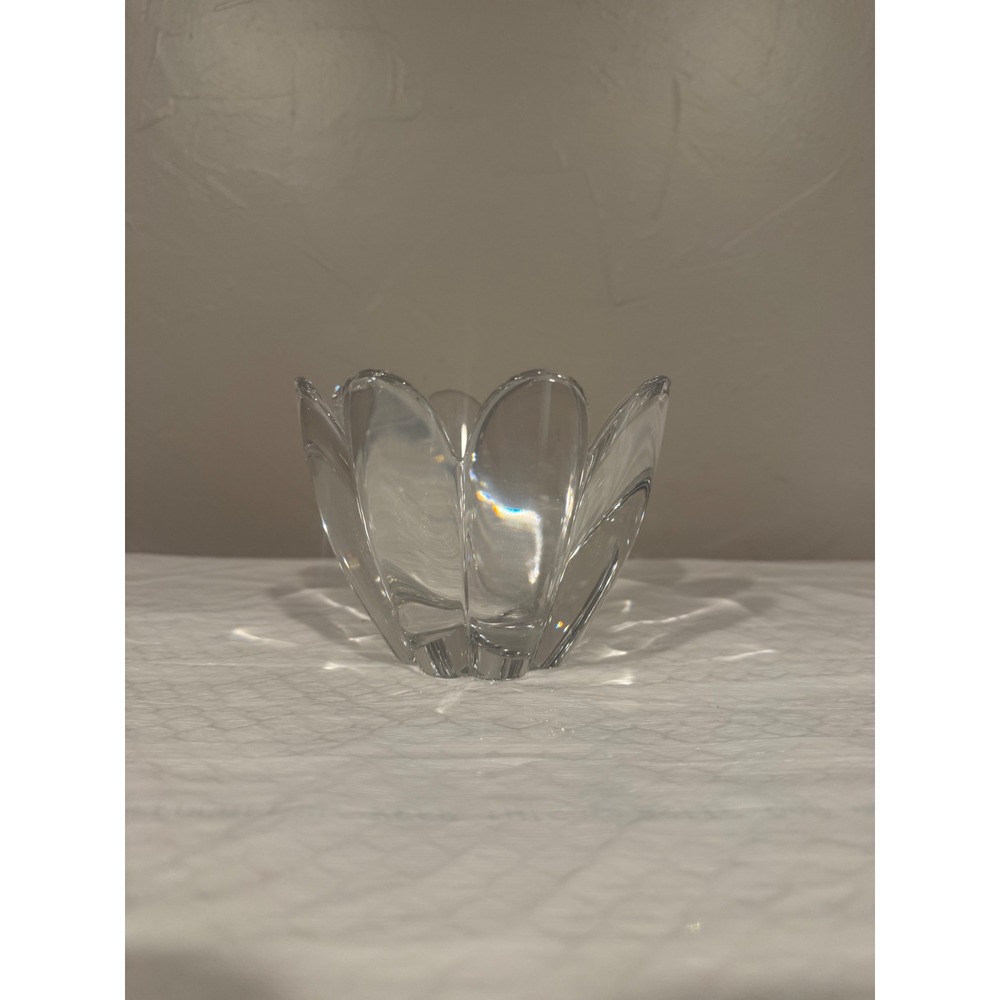 Orrefors Crystal Petal Bowl Clear Glass Flower Small Excellent 4 Inch Sweden